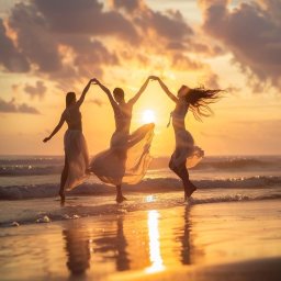 femmes-danse-mer-soleil-couchant